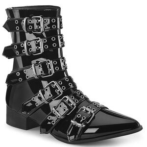 Demonia patent warlock-70 buckle boot